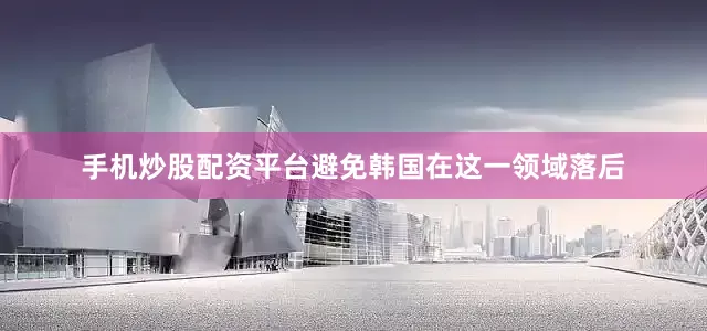 手机炒股配资平台避免韩国在这一领域落后